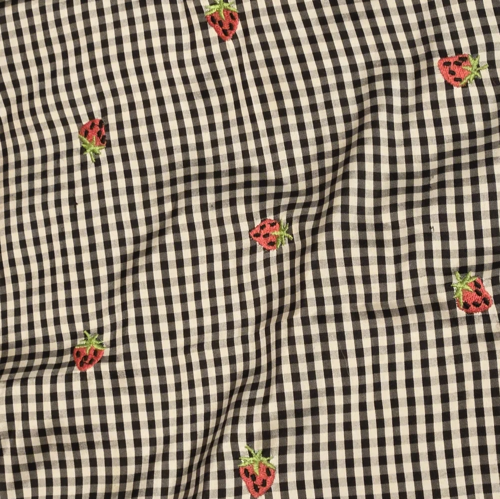 Peter Martin Black & White Checkered Pants with Fun Strawberry Accents - Size 12 - Picture 2 of 6